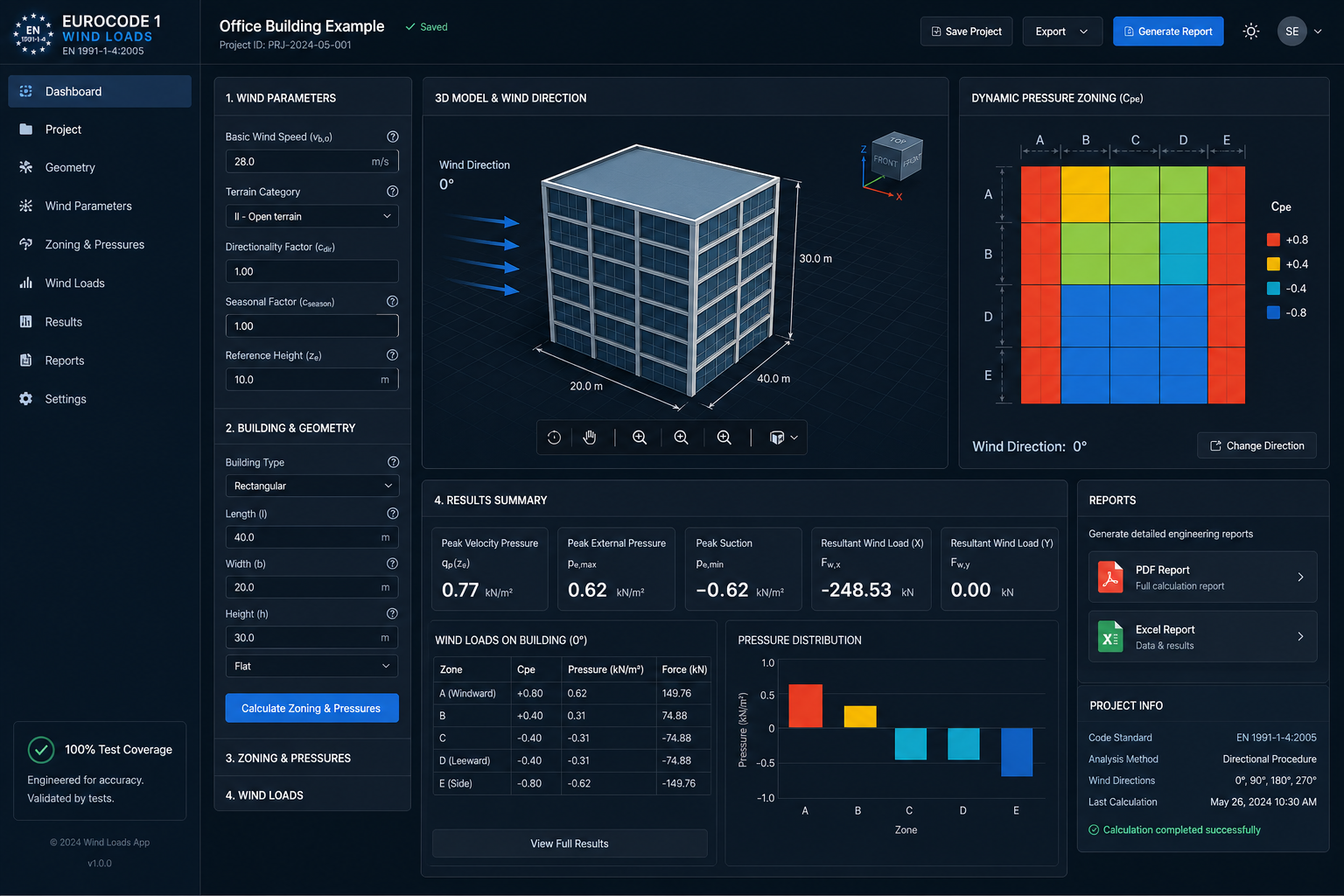 Wind Load Engine | Eurocode 1 Calculator
